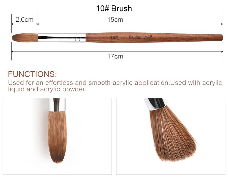 Rolabling Nail Brush Kolinsky Sable Acrylic Nail Art Brush Professional Red Wooden Nail Brush (10#) - Image 4
